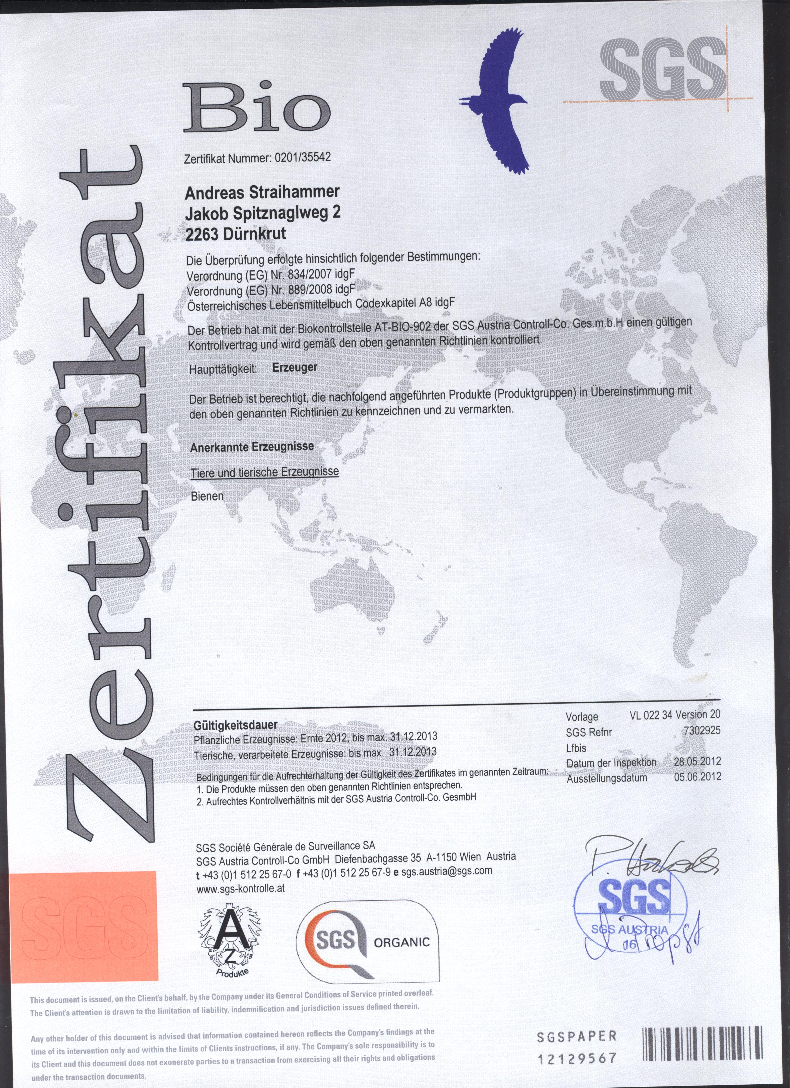 Bio-Zertifikat